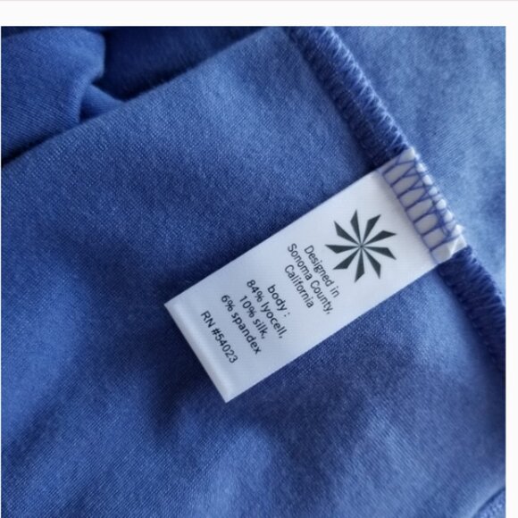 Athleta  Charisma Dress Periwinkle Blue Keyhole Cowl Back Ruched Mini Dress MED - Picture 8 of 8